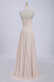 Prom Dresses/Cheap Prom Dresses/ Bust Pleated Bodice With Chiffon Skirt Floor Length Prom Dress