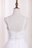 Spaghetti Straps A Line Bridesmaid Dresses Tulle With Embroidery And Beads