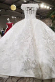 Ball Gown Wedding Dresses Royal Train Bateau Top Quality Lace