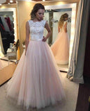 Charming Long Tulle Prom Dress with Lace Elegant Formal Evening Dresses Women Dress JS753