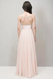 Prom Dresses Beaded And Ruched Bodice Scoop A Line Chiffon Floor Length