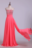 Prom Dresses A Line Beading Chiffon Floor Length