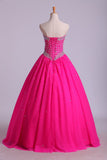 Sweetheart Ball Gown Floor Length Dress Beaded Bodice Corset Tie Back Tulle