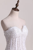 Gorgeous Wedding Dresses A-Line Sweetheart See Through Floor-Length Tulle With Pearls Lace Up