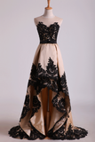 Asymmetrical Bateau Prom Dresses Taffeta With Applique And Sash