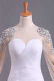 Wedding Dresses Mermaid Scoop Long Sleeves Floor Length Tulle With Beading