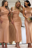 Spaghetti Straps Sheath Natural Waist Sleeveless Bridesmaid Dresses