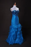 Cheap Prom Dresses Blue Sweetheart Floor Length Organza Taffeta Cz