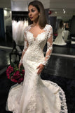 Sexy Long Sleeve Lace Mermaid Charming Chapel Trailing Wedding Dress