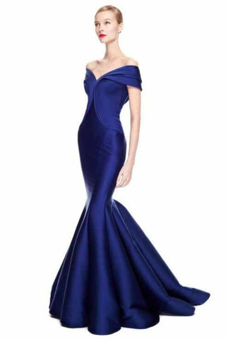 Satin Off The Shoulder Evening Dresses Mermaid Satin Sweep Train