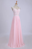 V-Neck A-Line/Princess Prom Dress Tulle&Chiffon With Beads And Applique