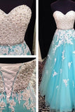 Sweetheart Prom Dresses A-Line Floor-Length Tulle Lace Up