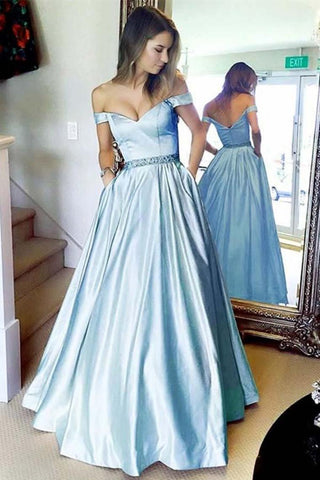 Off The Shoulder Long Zipper Up Back Beautiful Prom Dresses