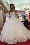 Elegant Off The Shoulder Tulle Wedding Dresses With Appliques