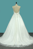 Tulle Wedding Dresses With Applique And Sash Court Train Open Back