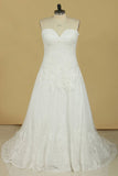 Plus Size Sweetheart Tulle With Applique Court Train A Line Wedding Dresses