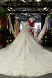 Marvelous Scoop Neck Floral Wedding Dresses Lace Up With Appliques And Beadings