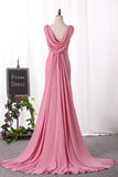 Sexy Open Back V Neck Chiffon Mermaid Sweep Train Bridesmaid Dresses