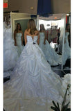 Wedding Dresses Sweetheart Taffeta With Ruffles And Beads Chapel Train