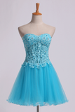 Homecoming Dress Sweet Short/Mini A Line Tulle Skirt With Applique And Beads