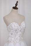 A Line Sweetheart Beaded Bodice Wedding Dresses Organza Court Train