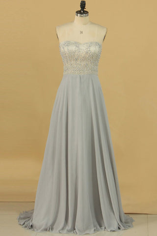 A Line Sweetheart Chiffon With Beading Prom Dresses