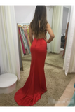 Illusion SweetHeart Neck Backless Spaghetti Red Prom Dresses With Sweep SJSP7GFQPJ3