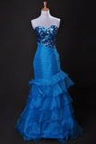 Cheap Prom Dresses Blue Sweetheart Floor Length Organza Taffeta Cz