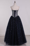 Ball Gown Floor Length Sweetheart Beaded Bodice Quinceanera Dresses Tulle