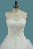 Sweetheart Tulle Wedding Dresses A Line With Applique Sweep Train