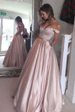 New Arrival Off The Shoulder Prom Dresses A Line Satin With Beads