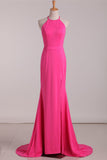 Mermaid Evening Dresses Halter Chiffon Sweep Train