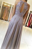 Halter Chiffon Prom Dresses A Line With Applique And Beads