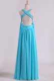 Prom Dresses A-Line Cross Back Chiffon Floor-Length