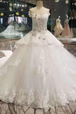 New Arrvival Marvelous Tulle Wedding Dresses Lace Up With Appliques And Rhinestones