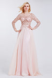 Scoop A Line Prom Dresses Chiffon Beaded Bodice