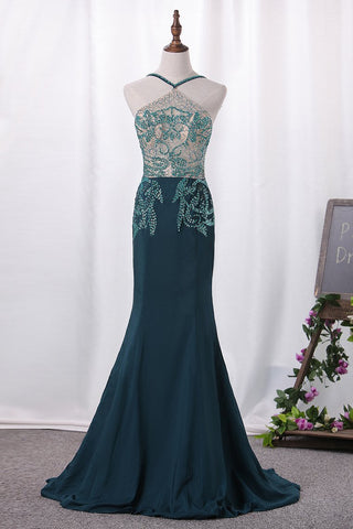 Sexy Spaghetti Straps A Line Prom Dresses With Beading