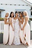 A Line Spaghetti Straps Chiffon With Split Bridesmaid Dresses Prom Dresses