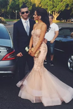 Tulle Prom Dresses Mermaid Sweetheart With Applique Sweep Train