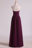 Notched Neckline Bridesmaid Dresses Floor Length With Ruffles Chiffon