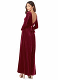 Bella A-Line Long Sleeve Velvet Floor-Length Dress SJSP0019799