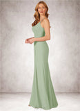 Nina Mermaid Ruched Chiffon Floor-Length Dress SJSP0019779