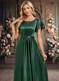 Mareli A-line Scoop Floor-Length Stretch Satin Bridesmaid Dress With Ruffle JLP0025770