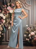 Shaylee A-line Scoop Cowl Floor-Length Stretch Satin Prom Dresses JLP0025878