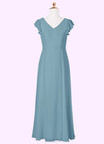 Cheyenne A-Line Pleated Chiffon Floor-Length Junior Bridesmaid Dress SJSP0019987