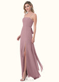 Lizeth A-Line Side Slit Chiffon Floor-Length Dress SJSP0019651