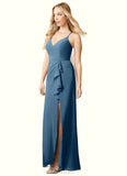 Perla A-Line Ruched Chiffon Floor-Length Dress SJSP0019789