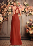 Jazmine A-line V-Neck Floor-Length Chiffon Bridesmaid Dress With Ruffle JLP0025754