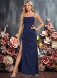 Sophronia Trumpet/Mermaid Cowl Floor-Length Stretch Crepe Bridesmaid Dress With Ruffle JLP0025766