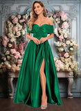 Adriana Ball-Gown/Princess Off the Shoulder Floor-Length Satin Prom Dresses JLP0025871